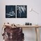 Stupell Industries Blue Boat & Palm 2 pc Framed Floater Canvas Wall Art Set Design by Leah Noel Art